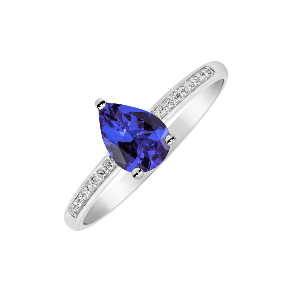 Diamond ring with Tanzanite Tearfall