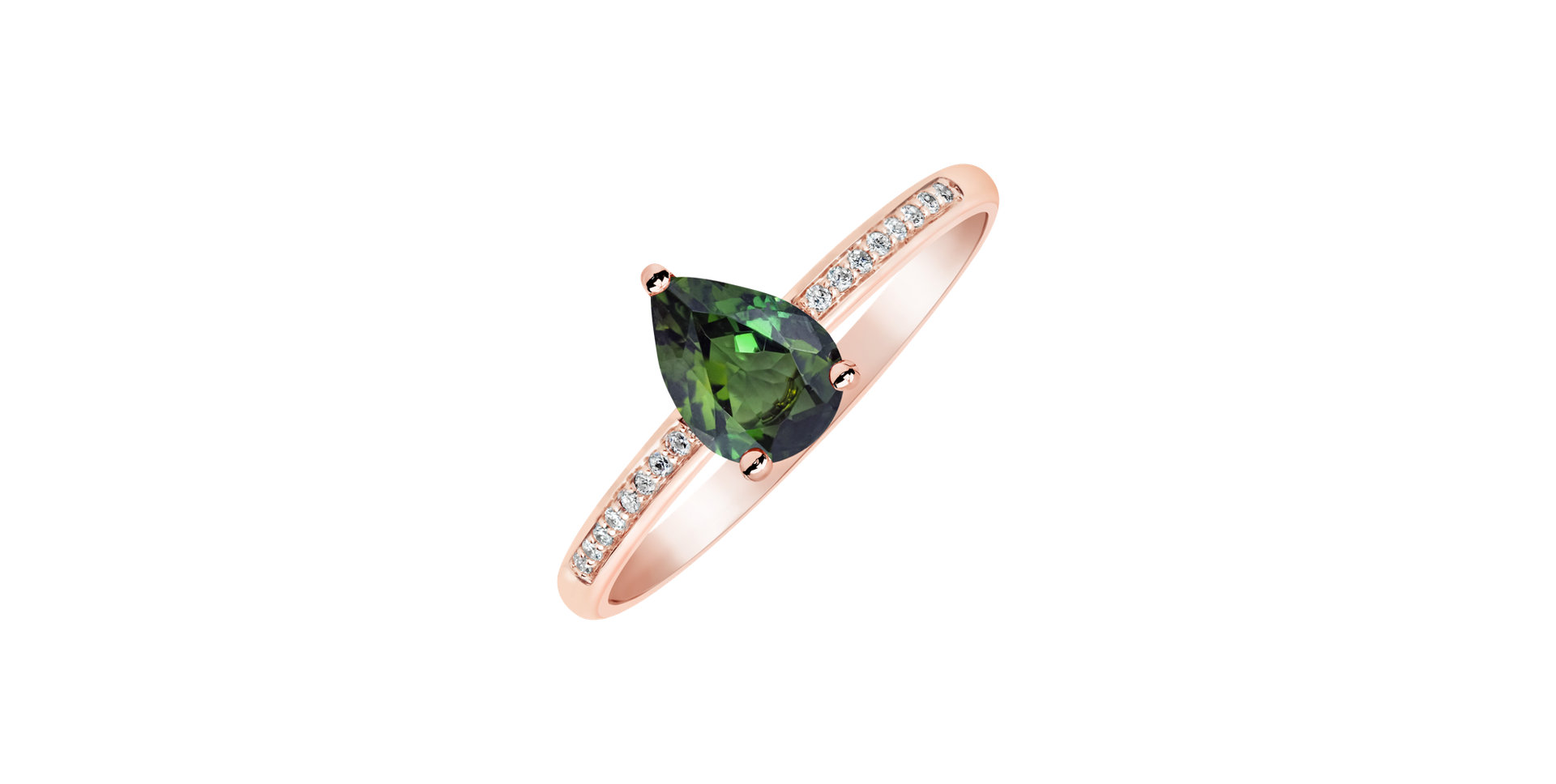 Diamond ring with Tourmaline Tearfall