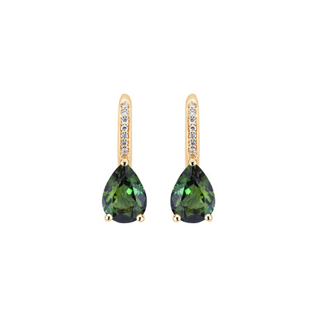 Diamond earrings with Tourmaline Tearfall