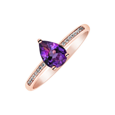 Diamond ring with Amethyst TearFall