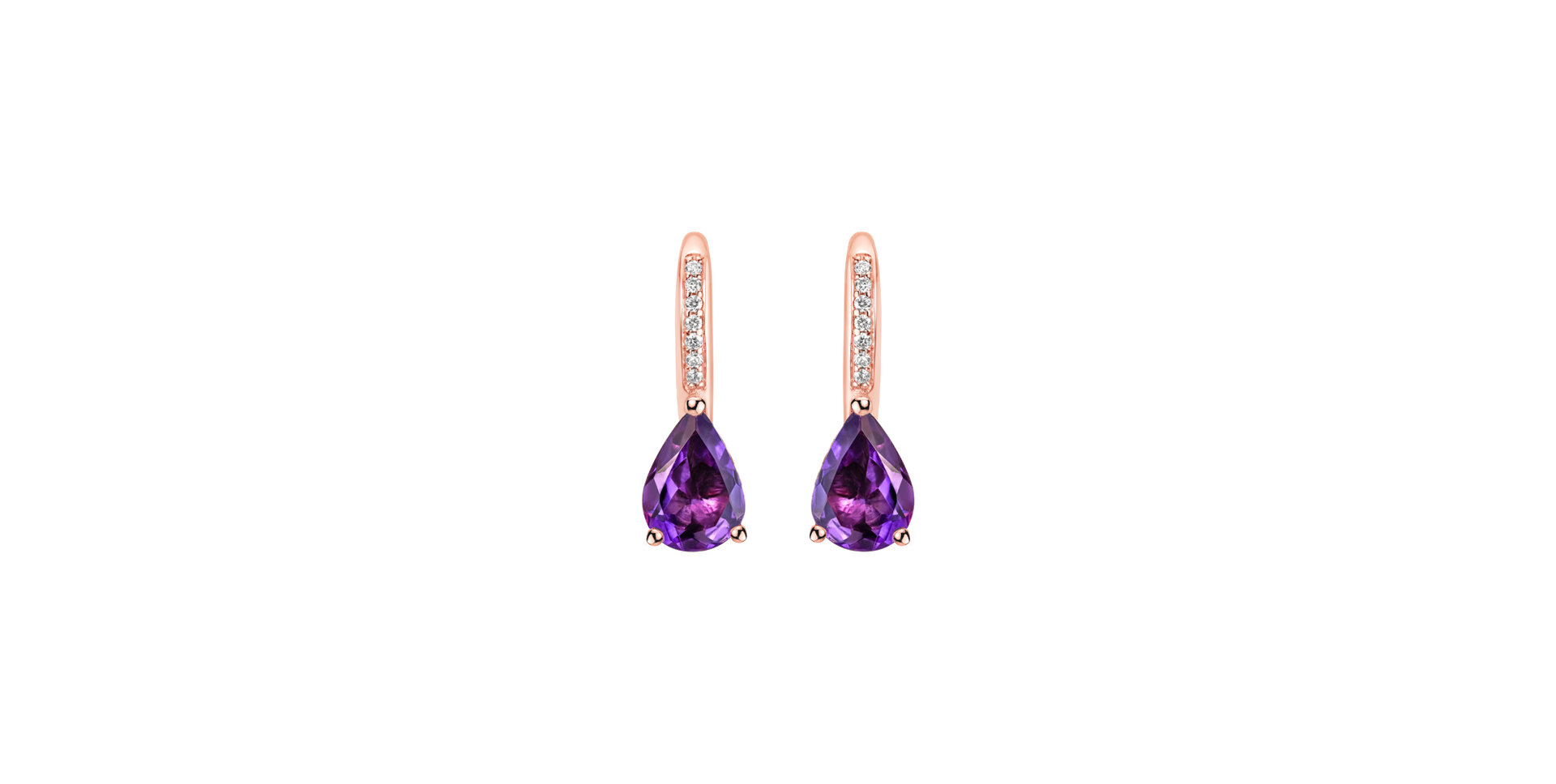 Diamond earrings with Amethyst Tearfall