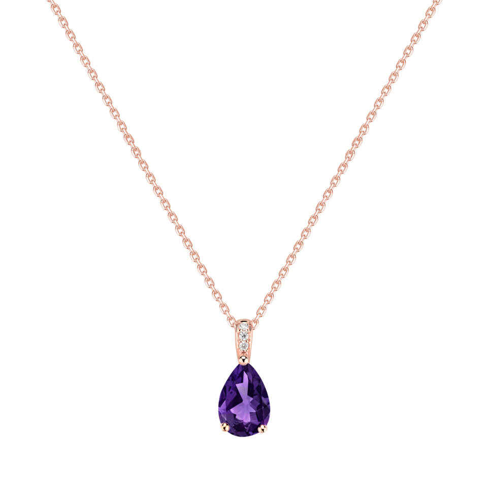 Diamond necklace with Amethyst Tearfall