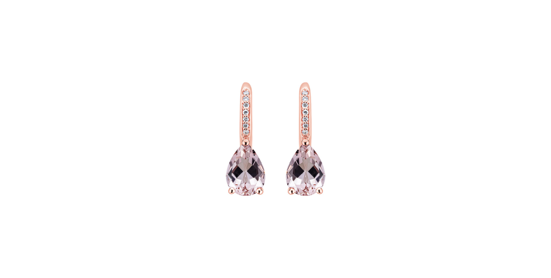 Diamond earrings with Morganite Tearfall