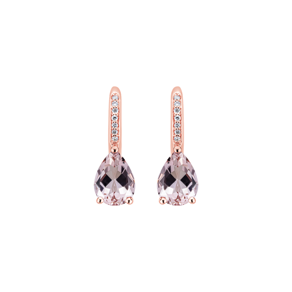 Diamond earrings with Morganite Tearfall