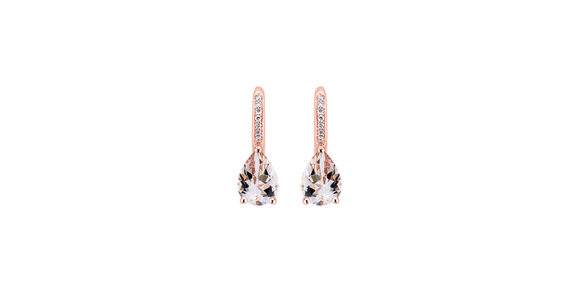 Diamond earrings with Morganite Tearfall
