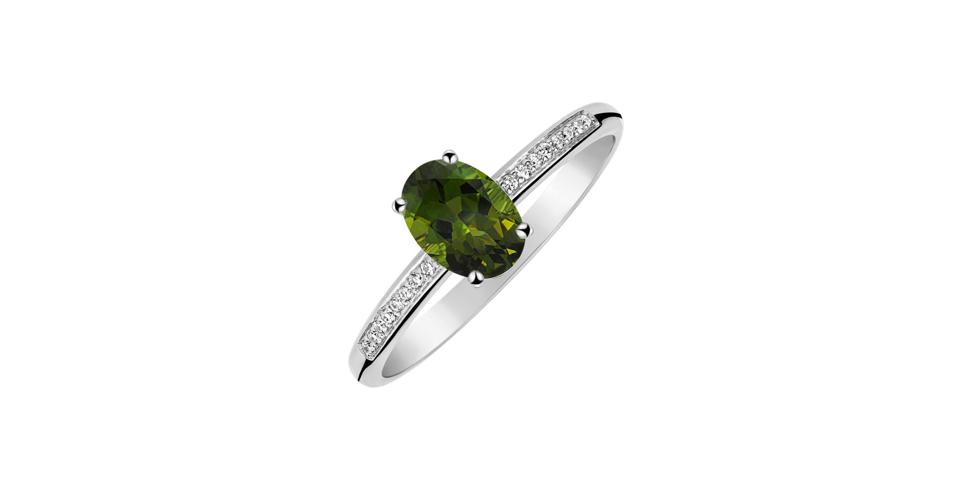 Diamond ring with Tourmaline Pauliene