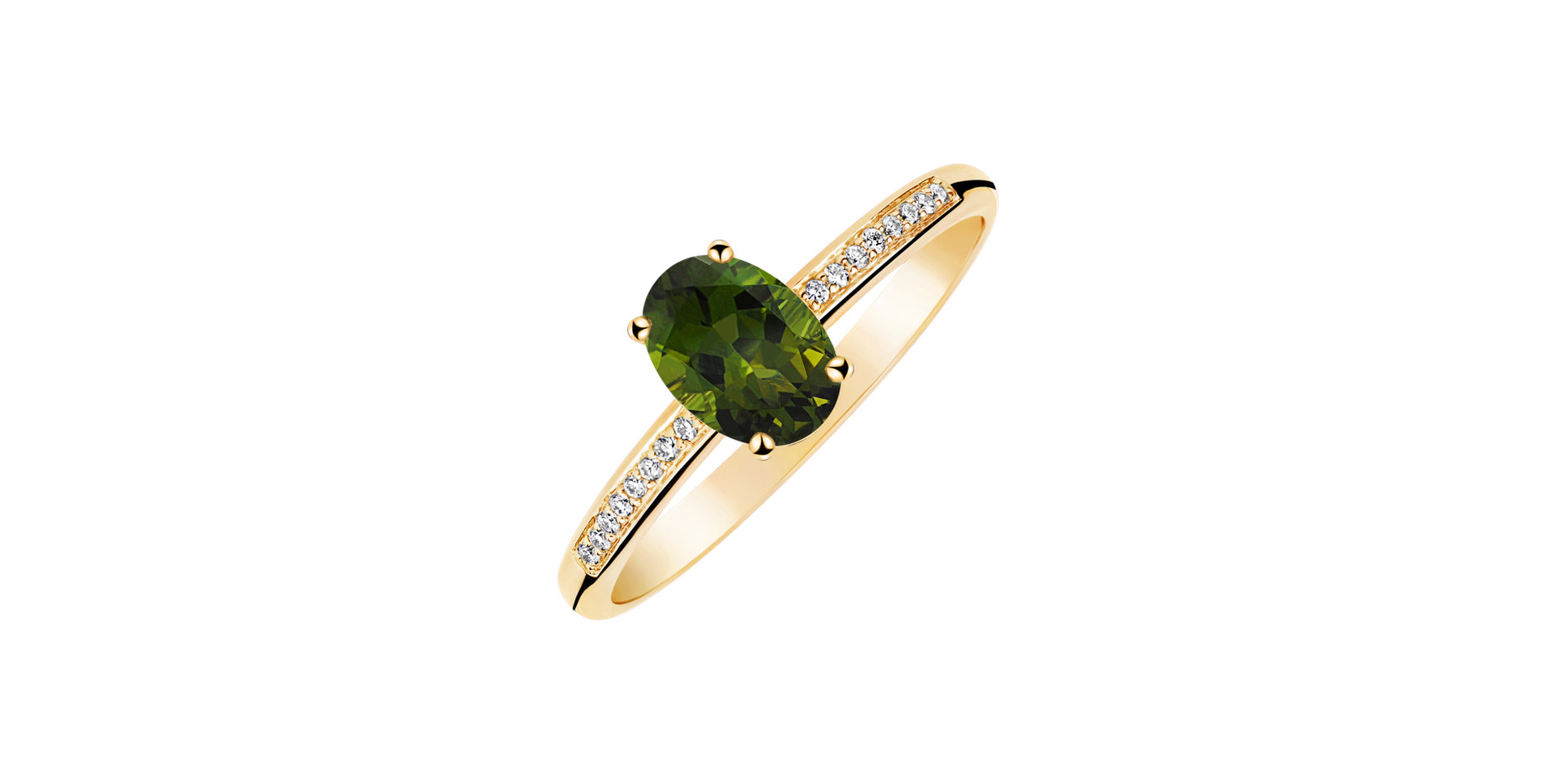 Diamond ring with Tourmaline Pauliene