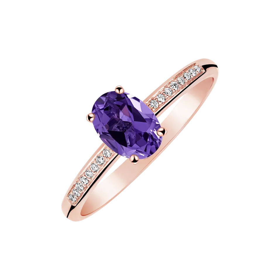 Diamond ring with Amethyst Pauliene