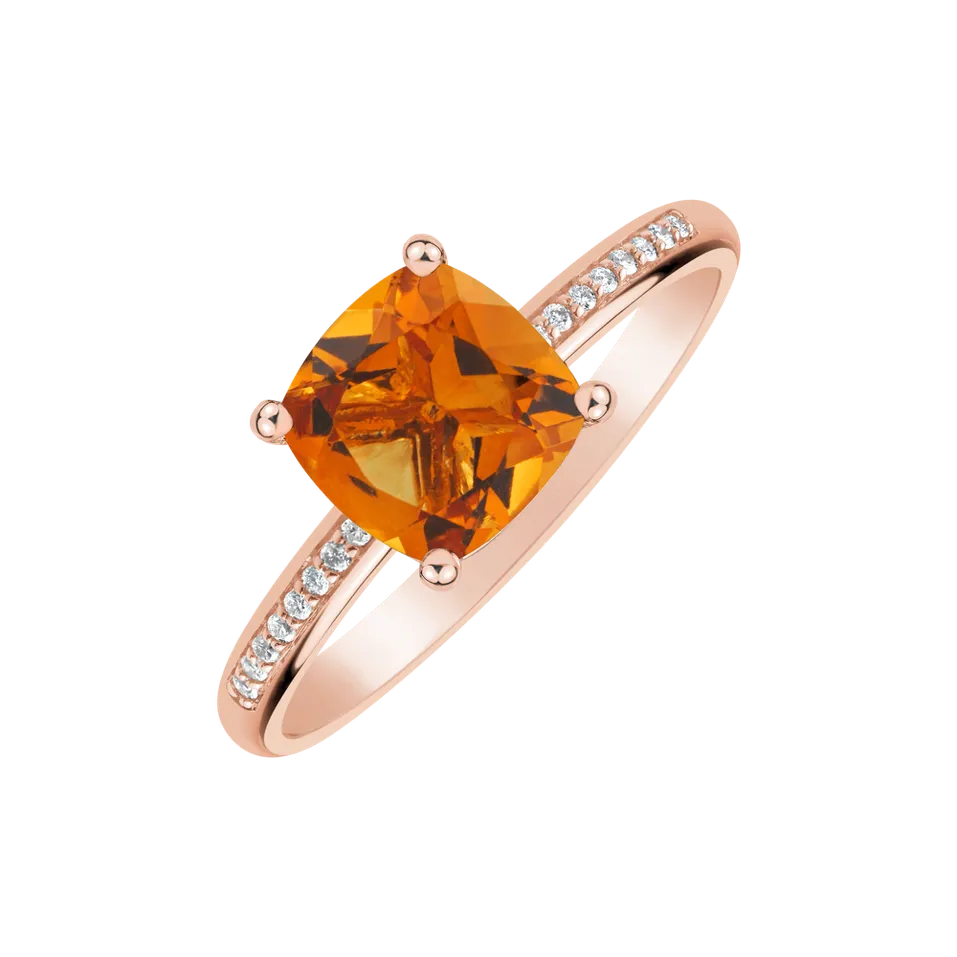 Diamond ring with Citrine Melody Harmony