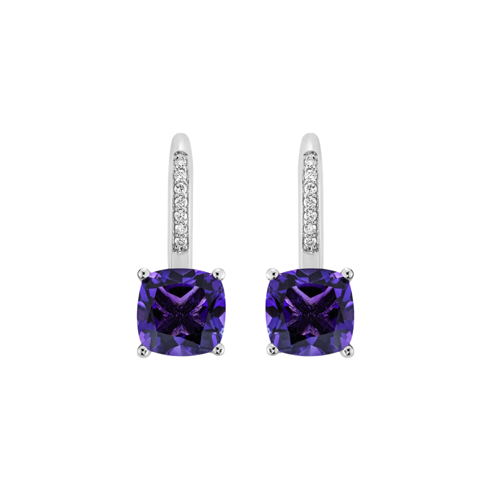 Diamond earrings with Amethyst Calliope