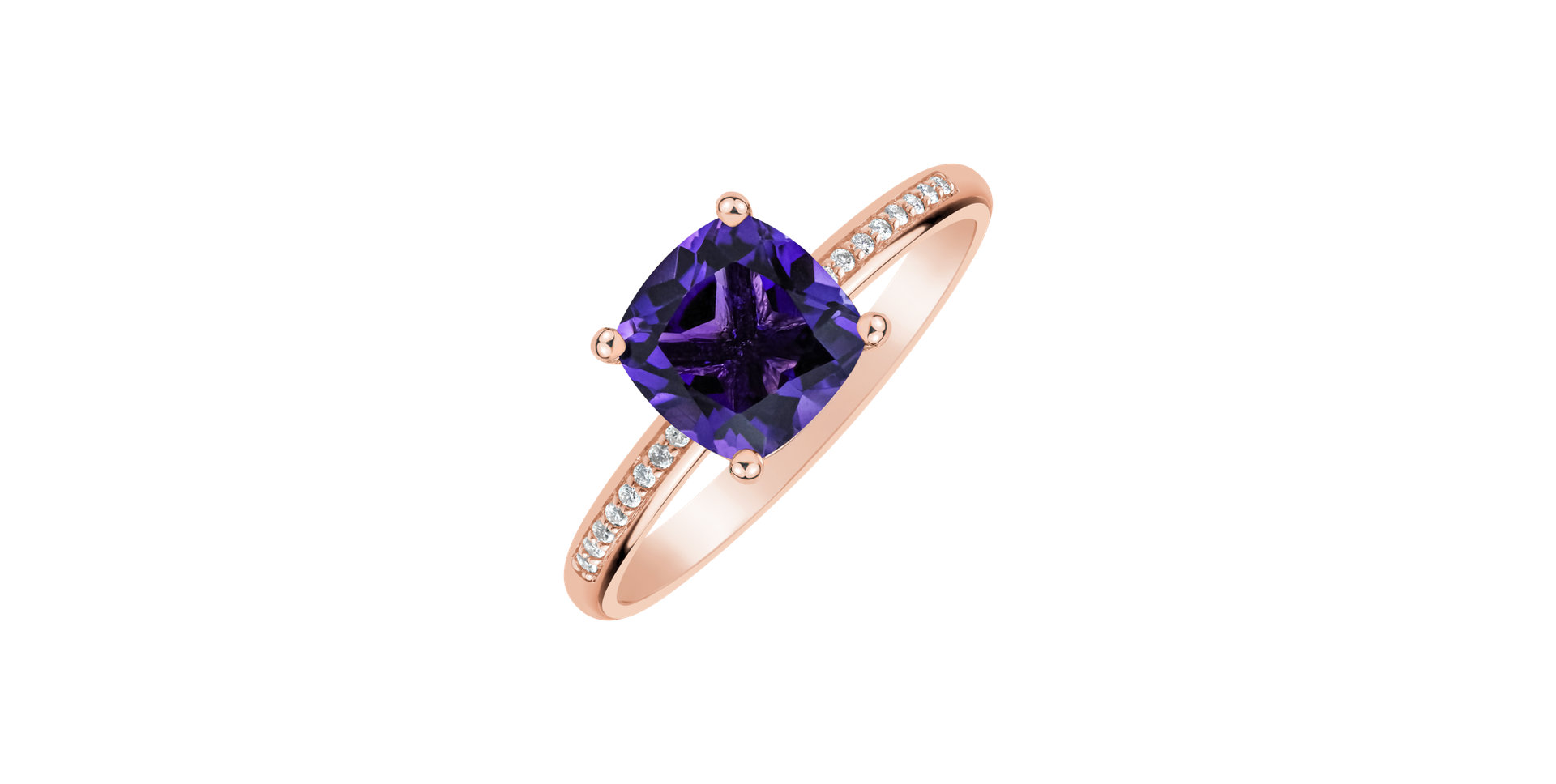 Diamond ring with Amethyst Melody Harmony