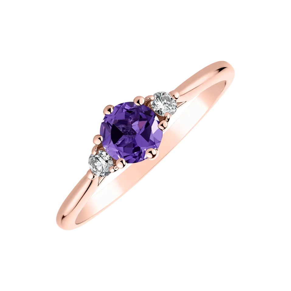 Diamond ring with Amethyst Midnight Serenity