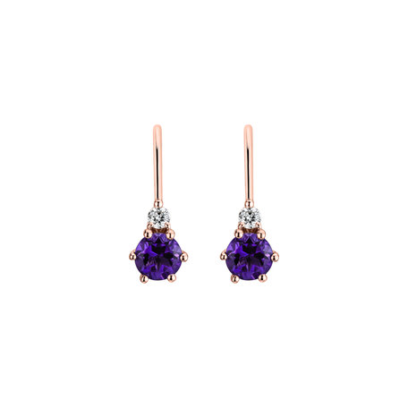 Diamond earrings with Amethyst Lux