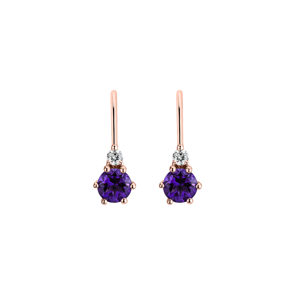 Diamond earrings with Amethyst Lux
