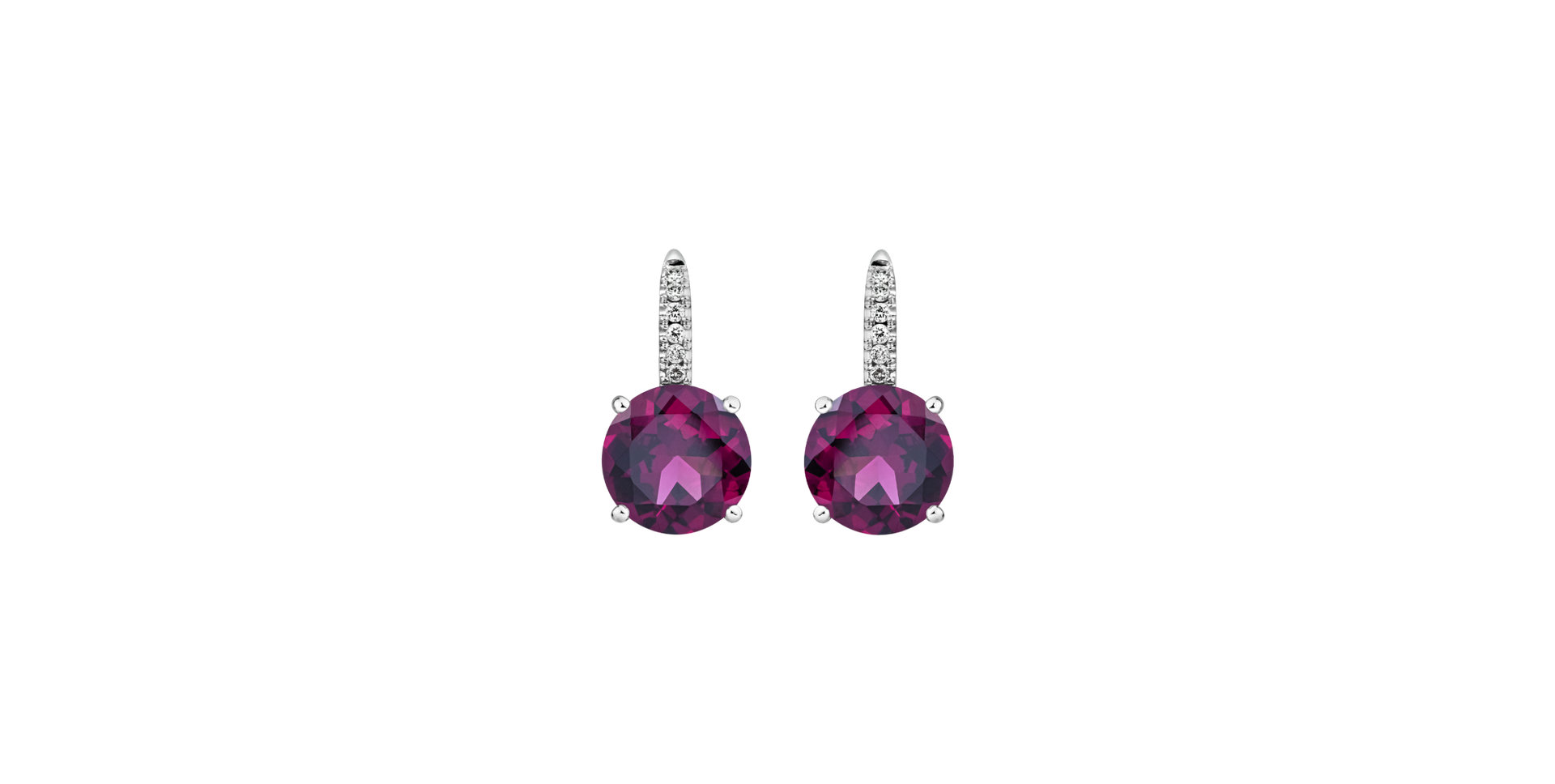 Diamond earrings with Rhodolite Bethy