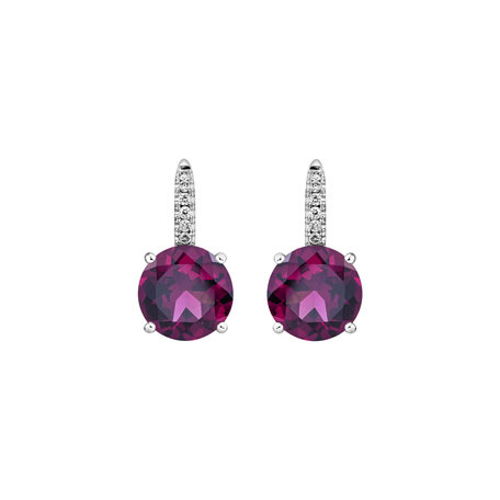 Diamond earrings with Rhodolite Bethy