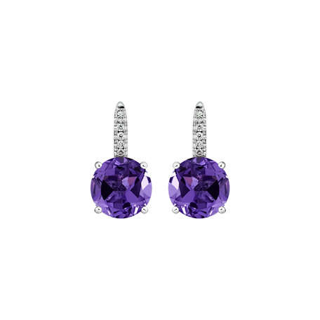 Diamond earrings with Amethyst Bethy