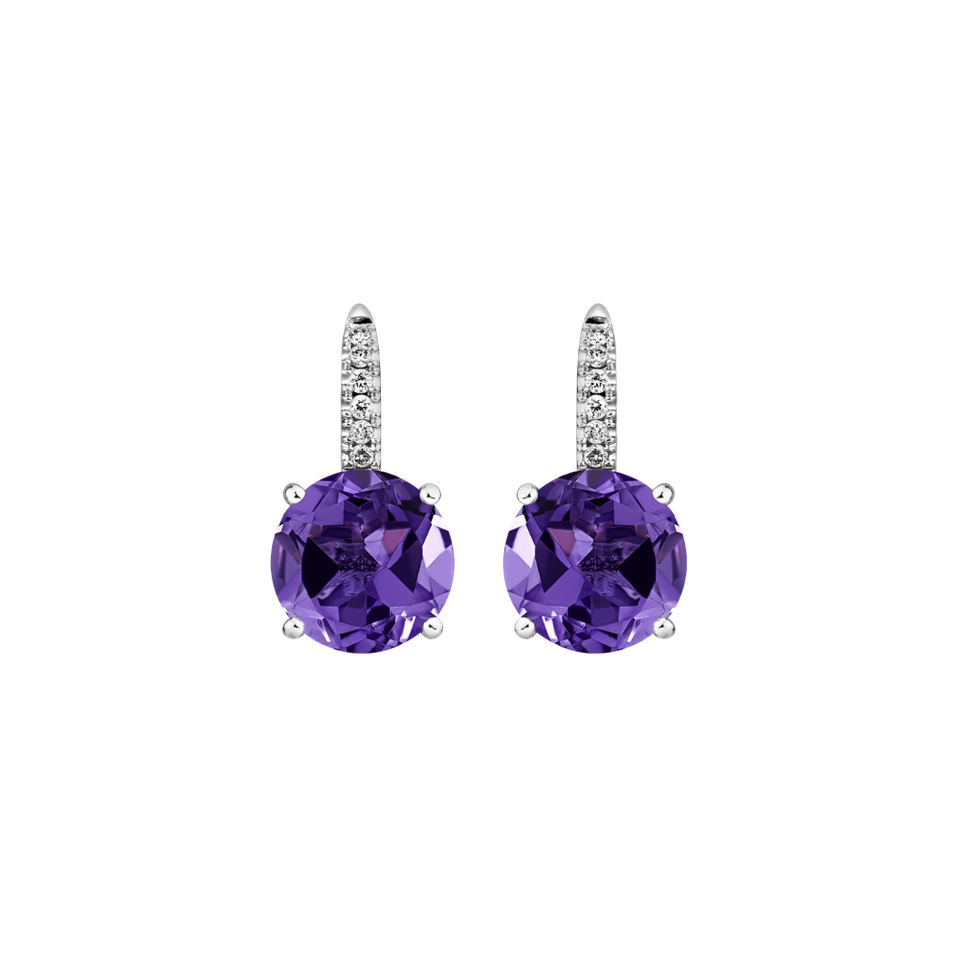 Diamond earrings with Amethyst Bethy