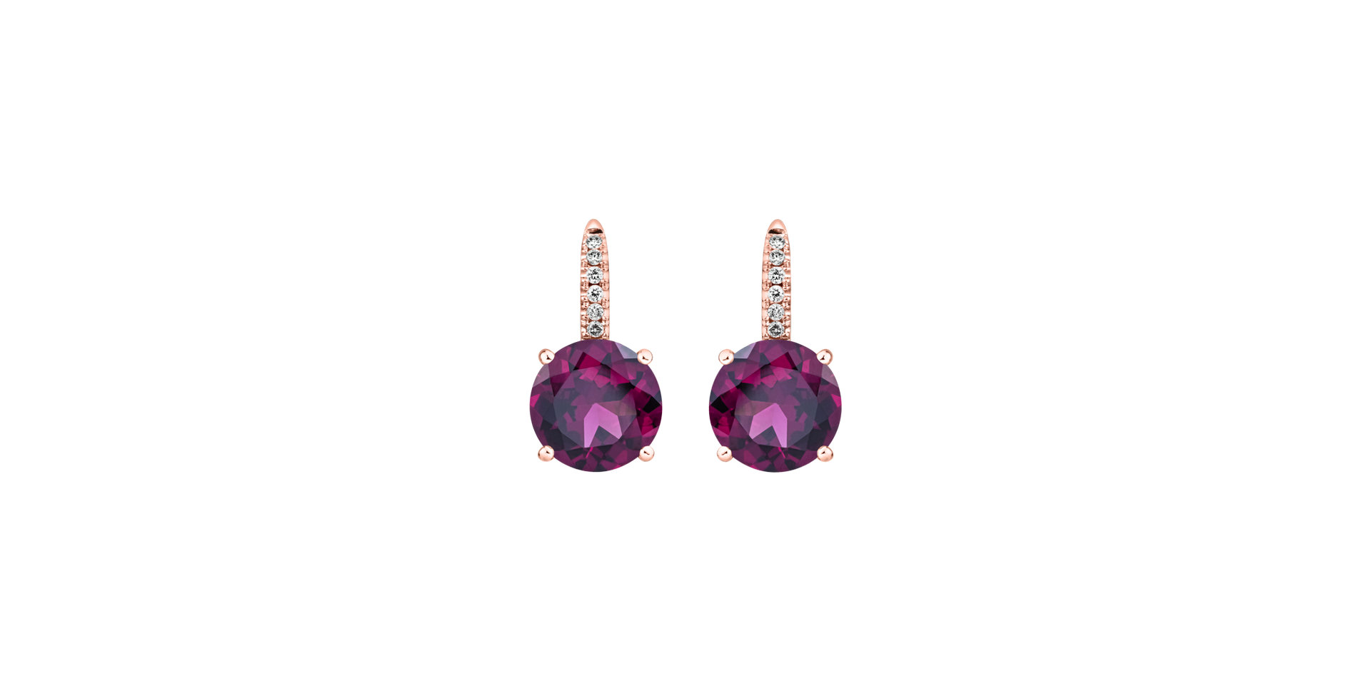Diamond earrings with Rhodolite Bethy