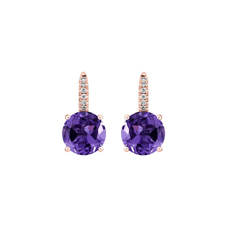 Diamond earrings with Amethyst Bethy