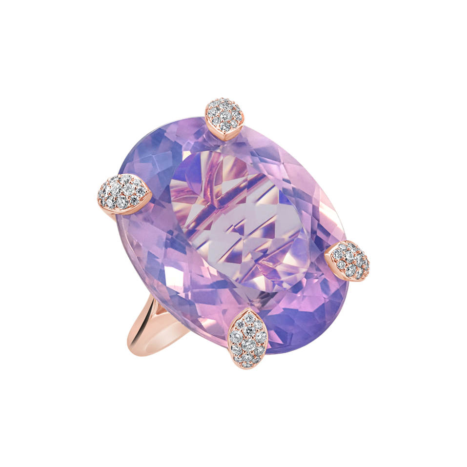 Diamond ring with Amethyst Lavender Essence