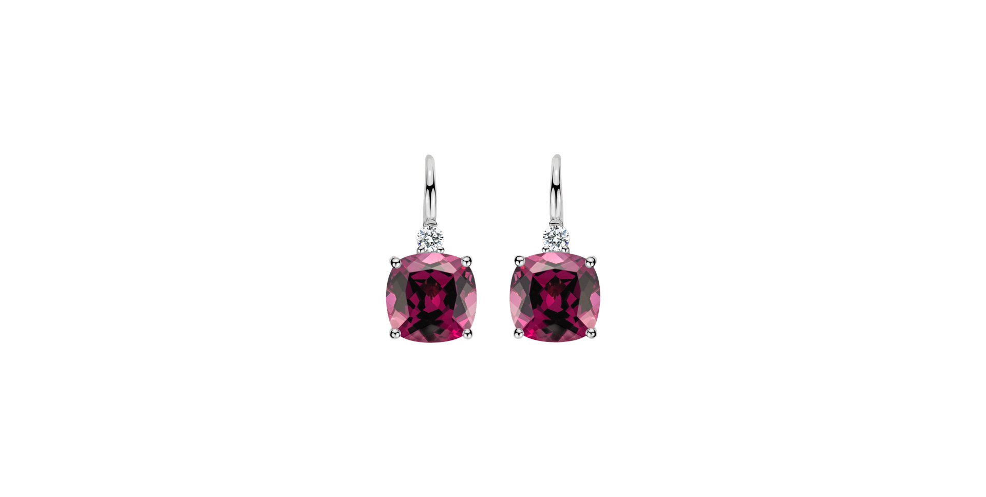 Diamond earrings with Rhodolite The Duchess