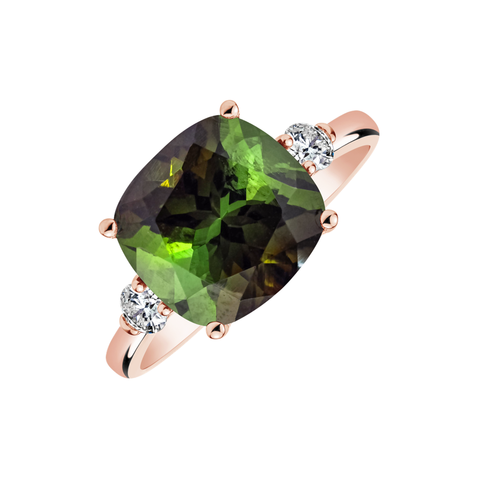 Diamond ring with Tourmaline The Duchess
