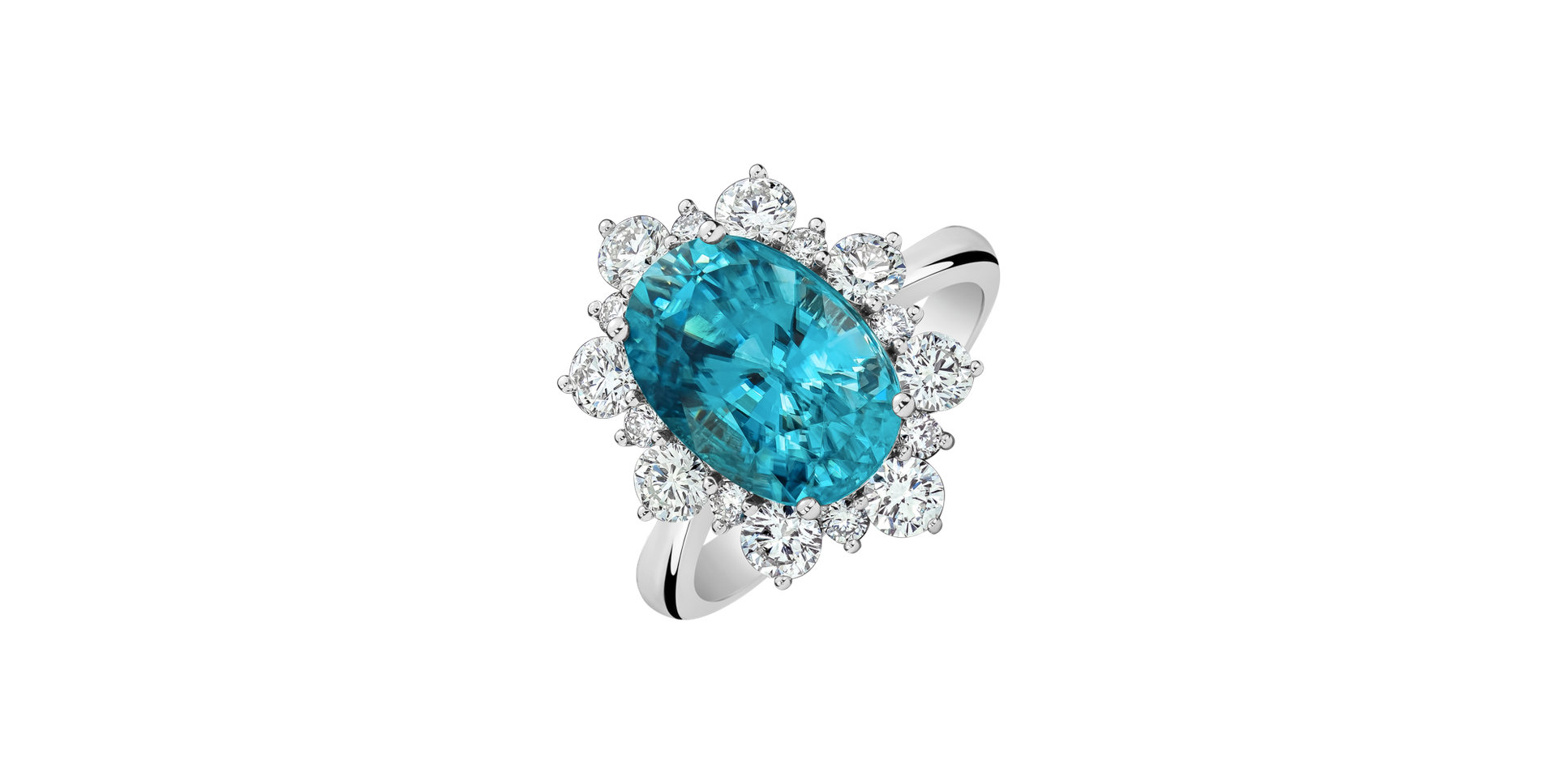 Diamond ring with Zircon Ocean's Crown