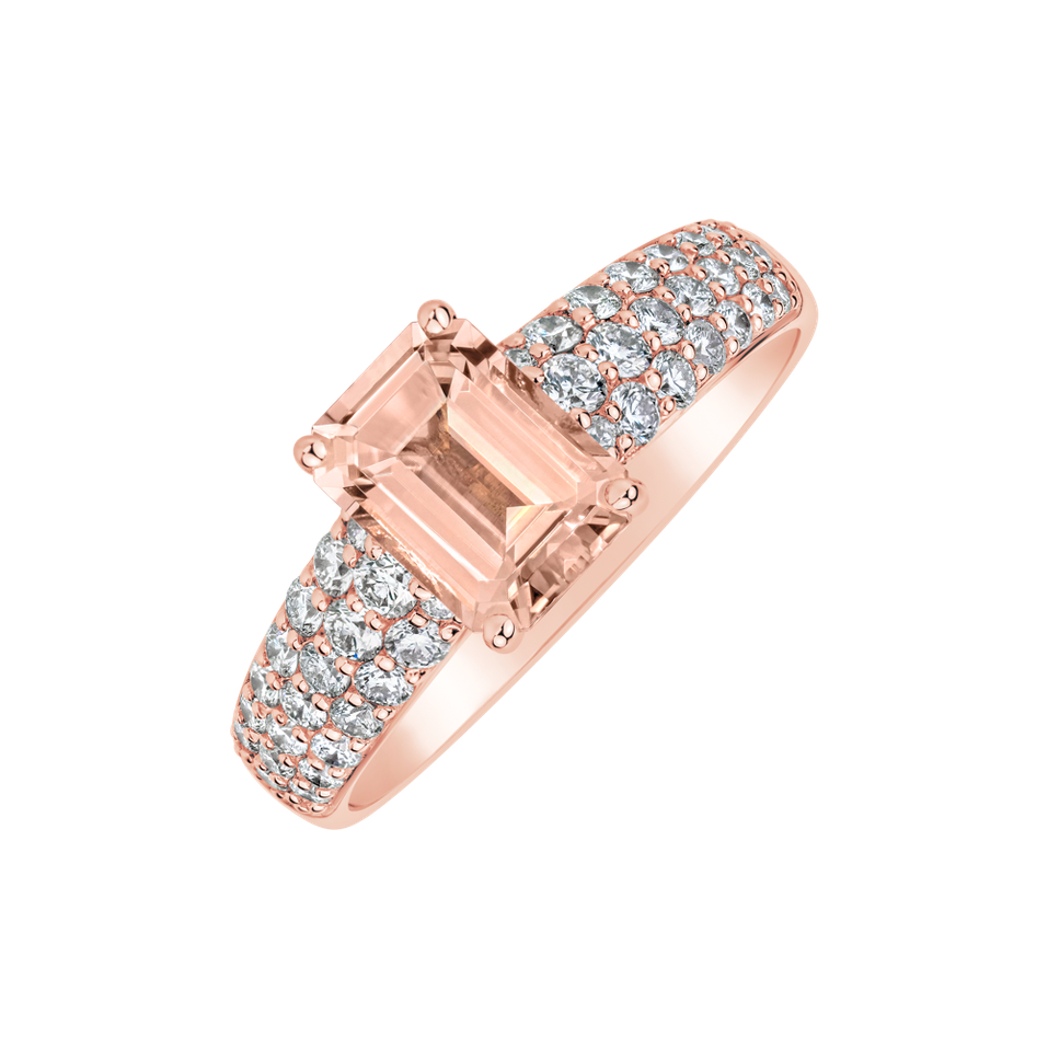 Diamond ring with Morganite Diamond Whisper