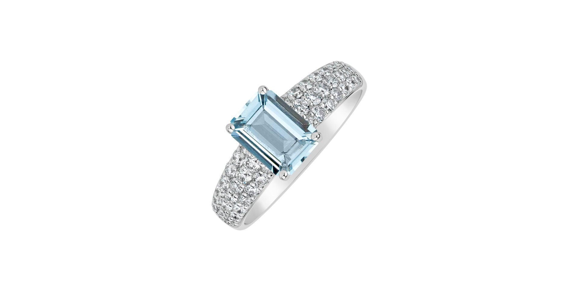 Diamond ring with Aquamarine Diamond Whisper