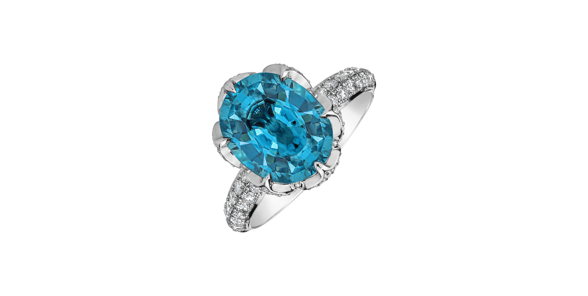 Diamond ring with Zircon Water of Life