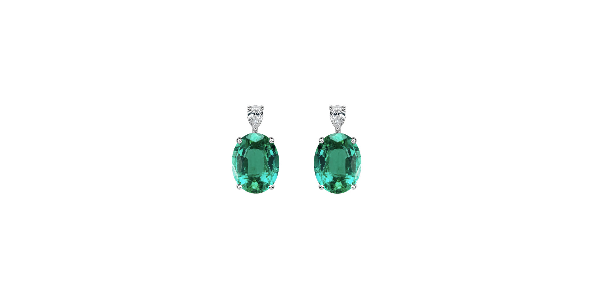 Diamond earrings with Emerald Royal Aura