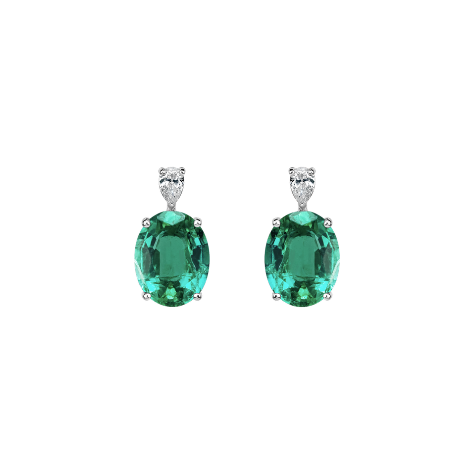 Diamond earrings with Emerald Royal Aura