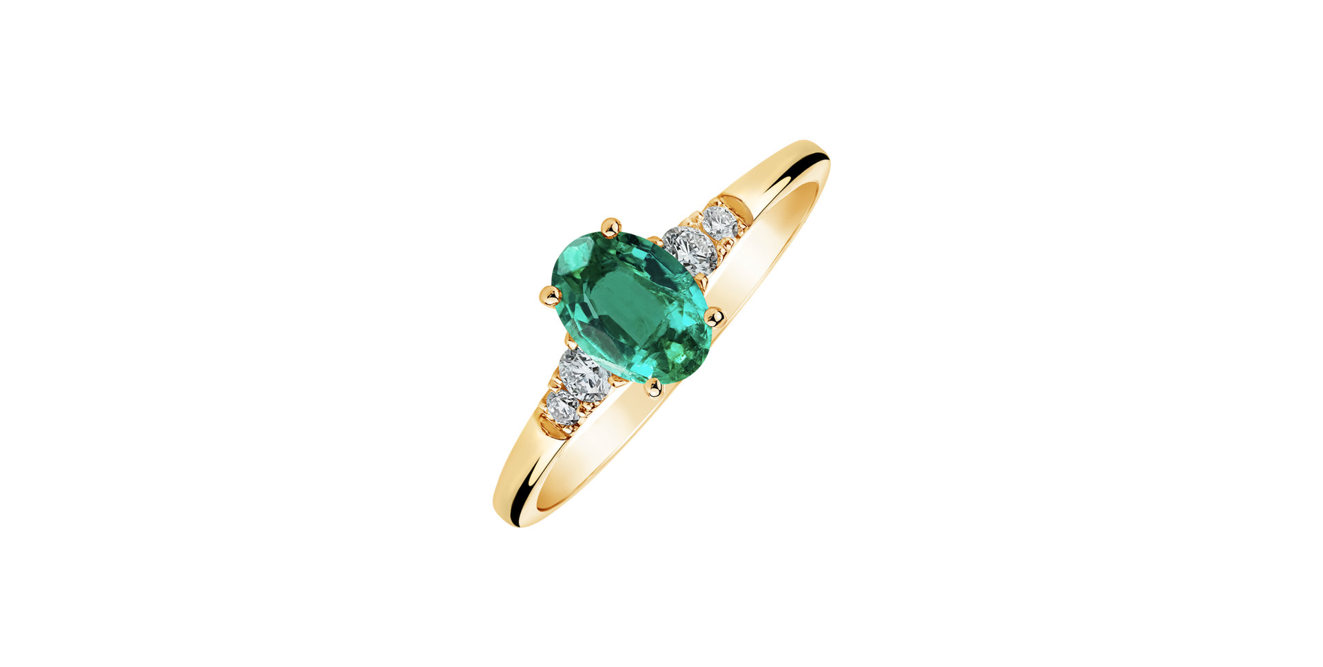 Diamond ring with Emerald Elysandria