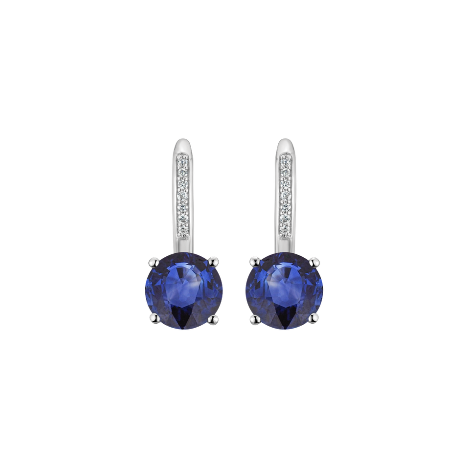 Diamond earrings with Sapphire Carlo