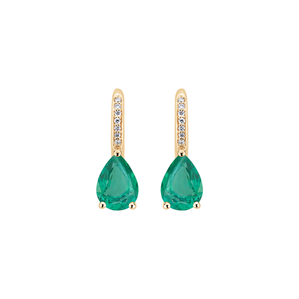 Diamond earrings with Emerald Tearfall