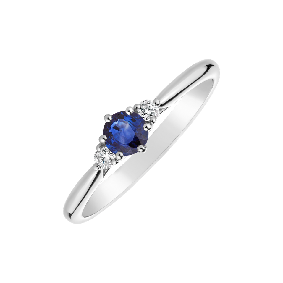 Diamond ring with Sapphire Midnight Serenity