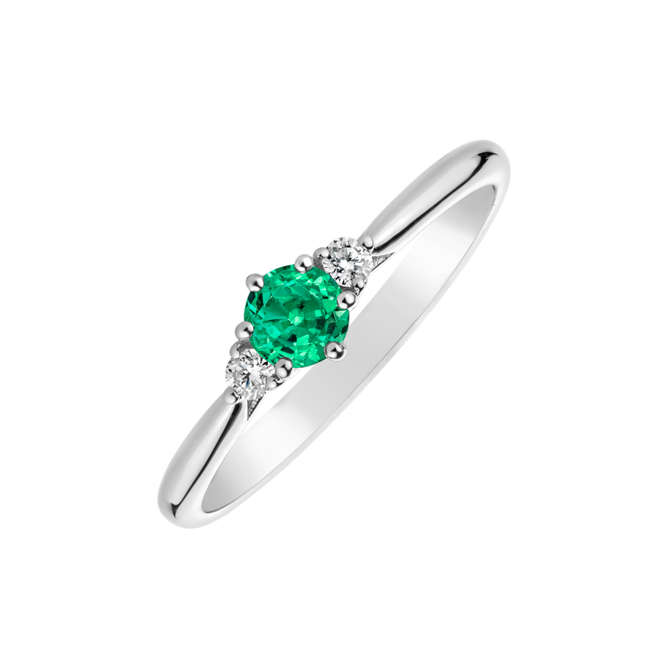Diamond ring with Emerald Midnight Serenity