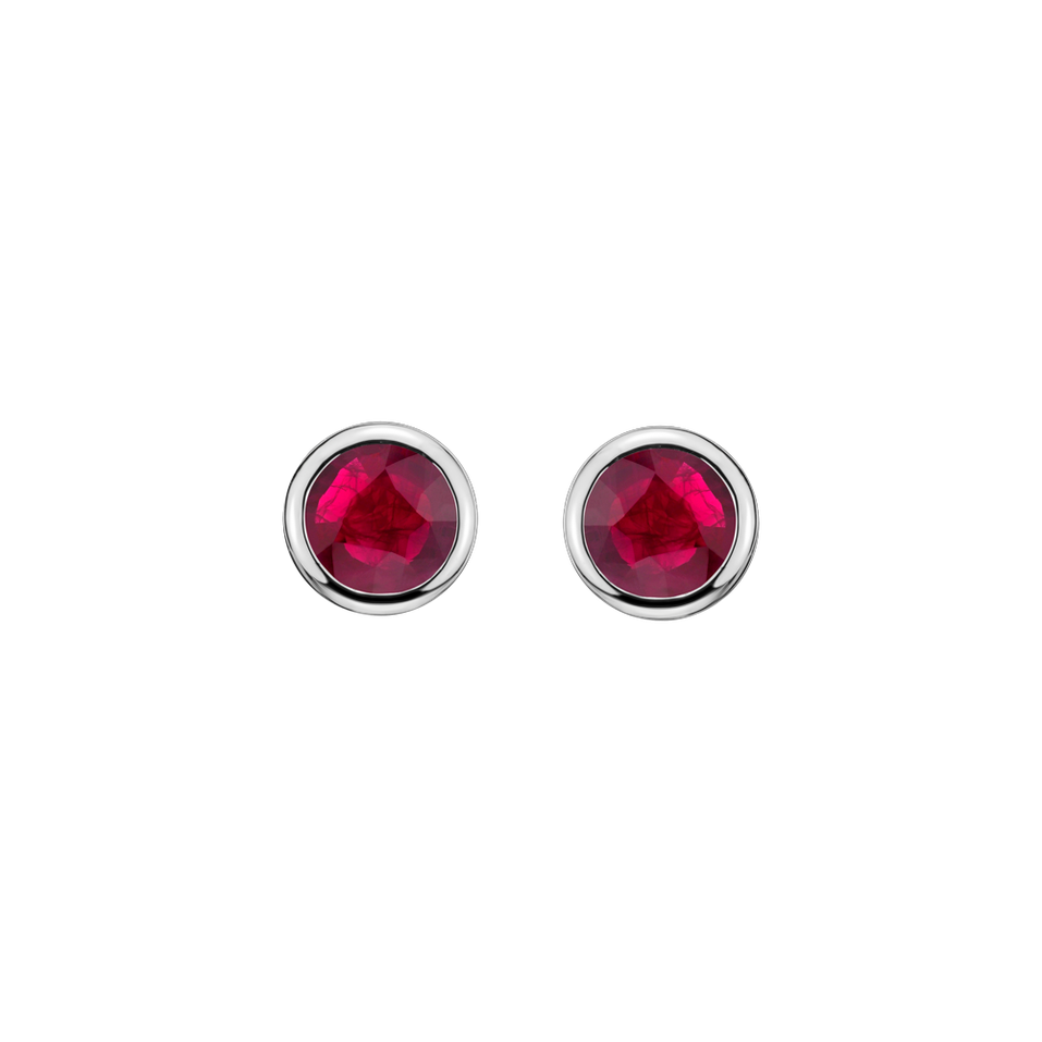 Earrings with Ruby Shiny Dots