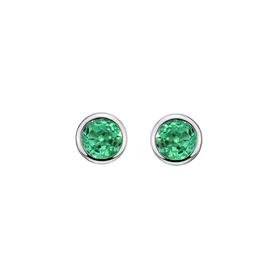 Earrings with Emerald Shiny Dots