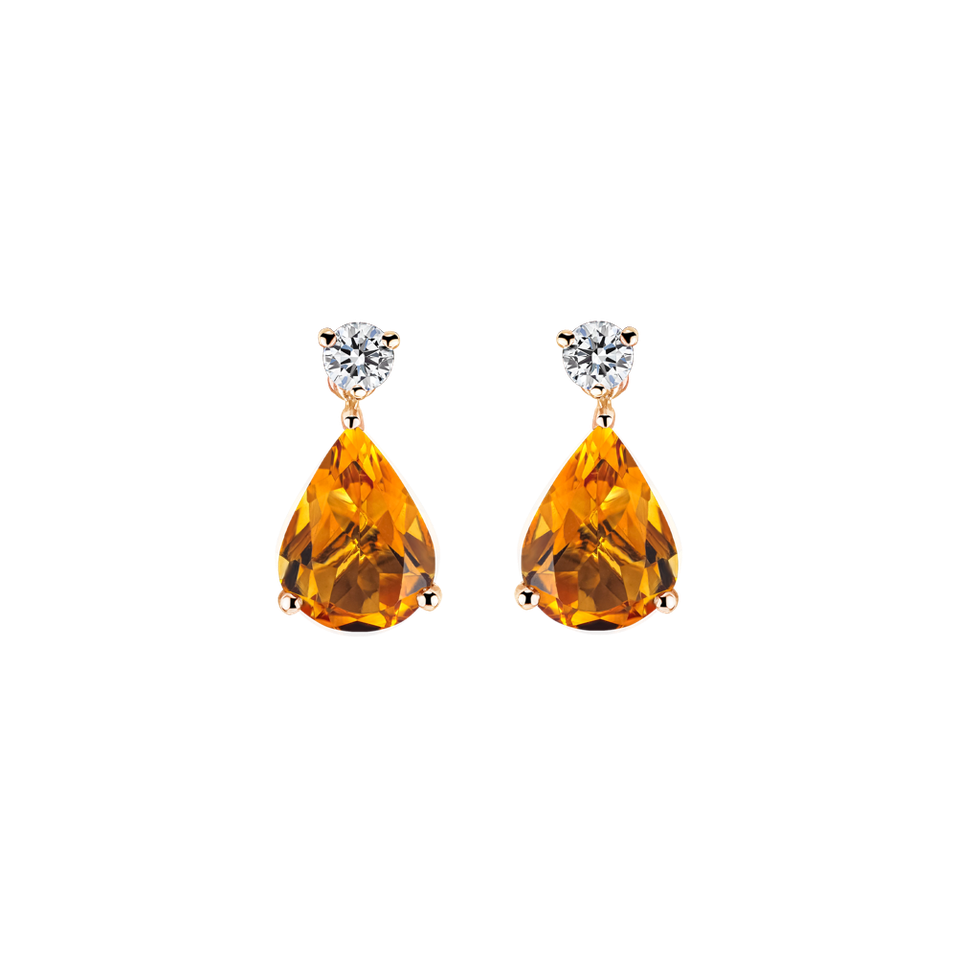 Diamond earrings with Citrine Galatea
