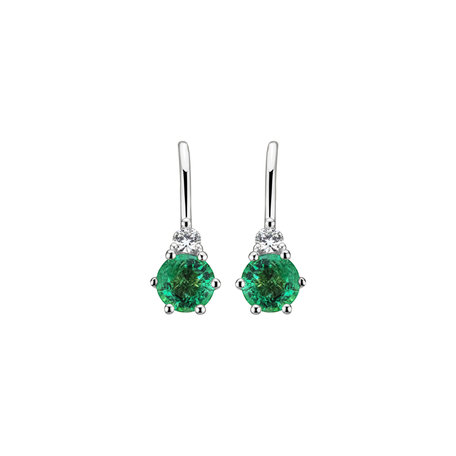Diamond earrings with Emerald Midnight Serenity