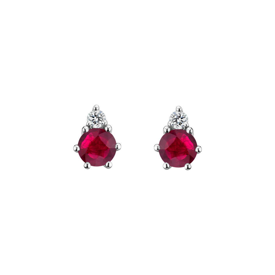 Diamond earrings with Ruby Midnight Serenity