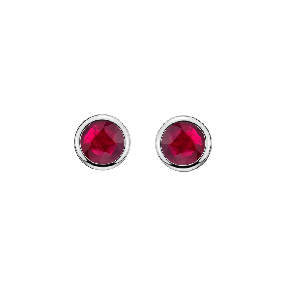Earrings with Ruby Neon Dots
