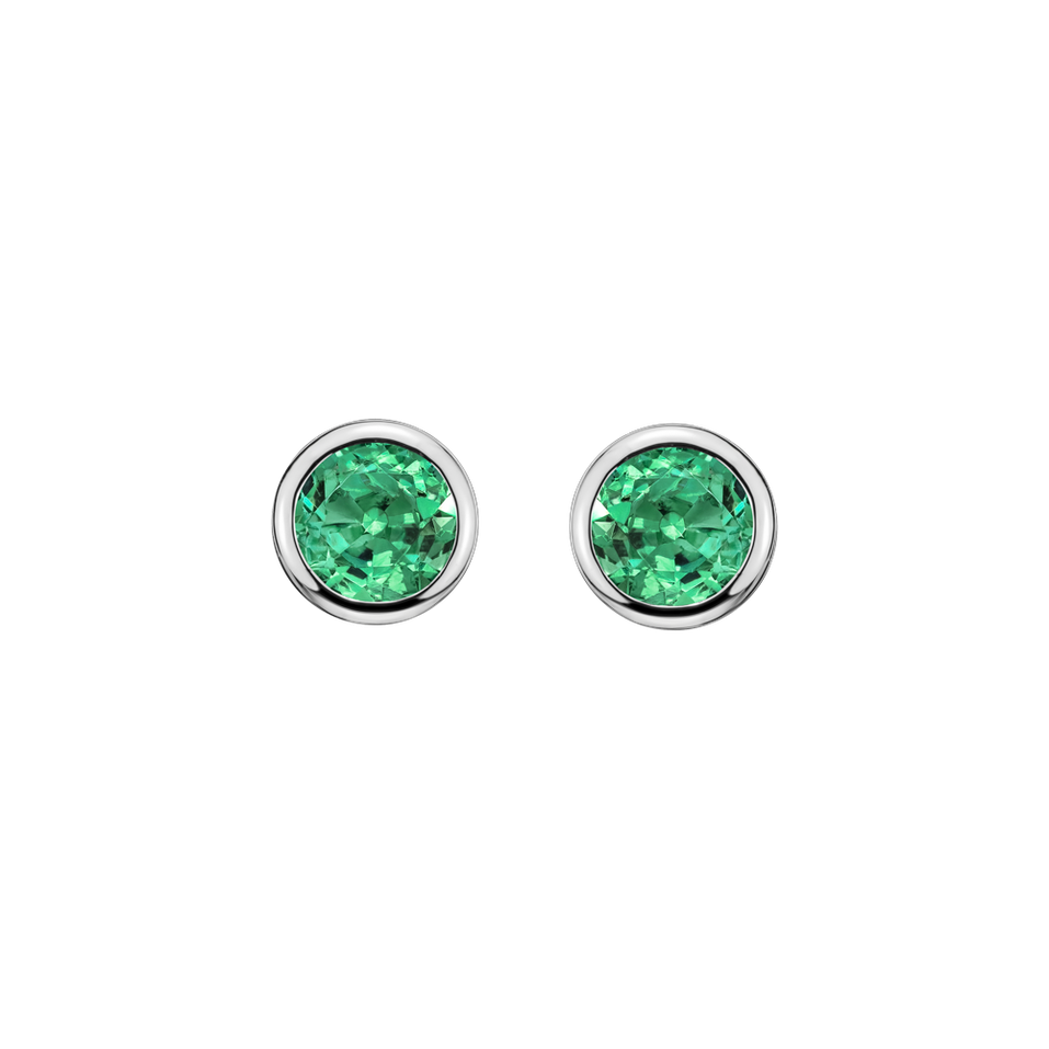 Earrings with Emerald Neon Dots