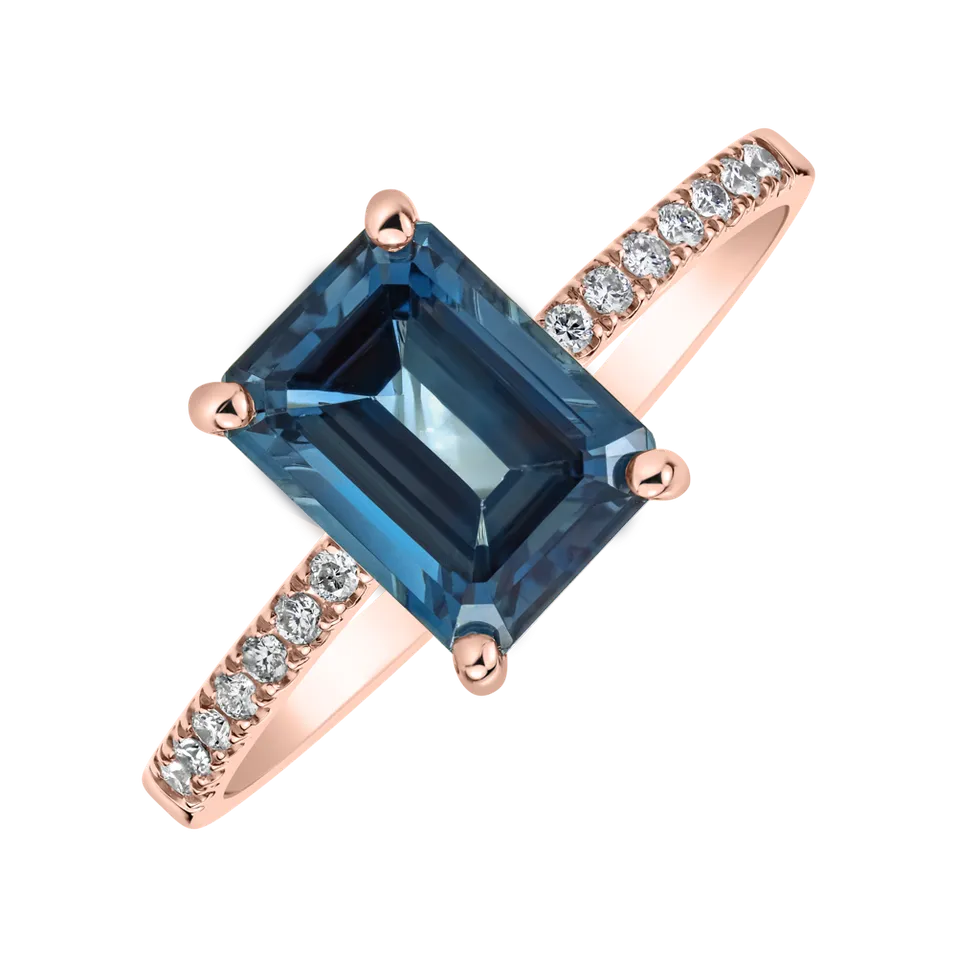 Diamond ring with Topaz Mireth