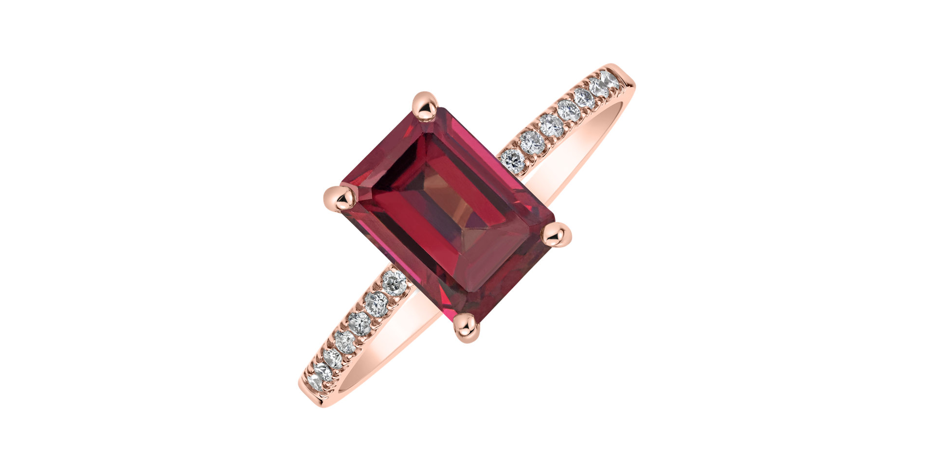 Diamond ring with Rhodolite Mireth