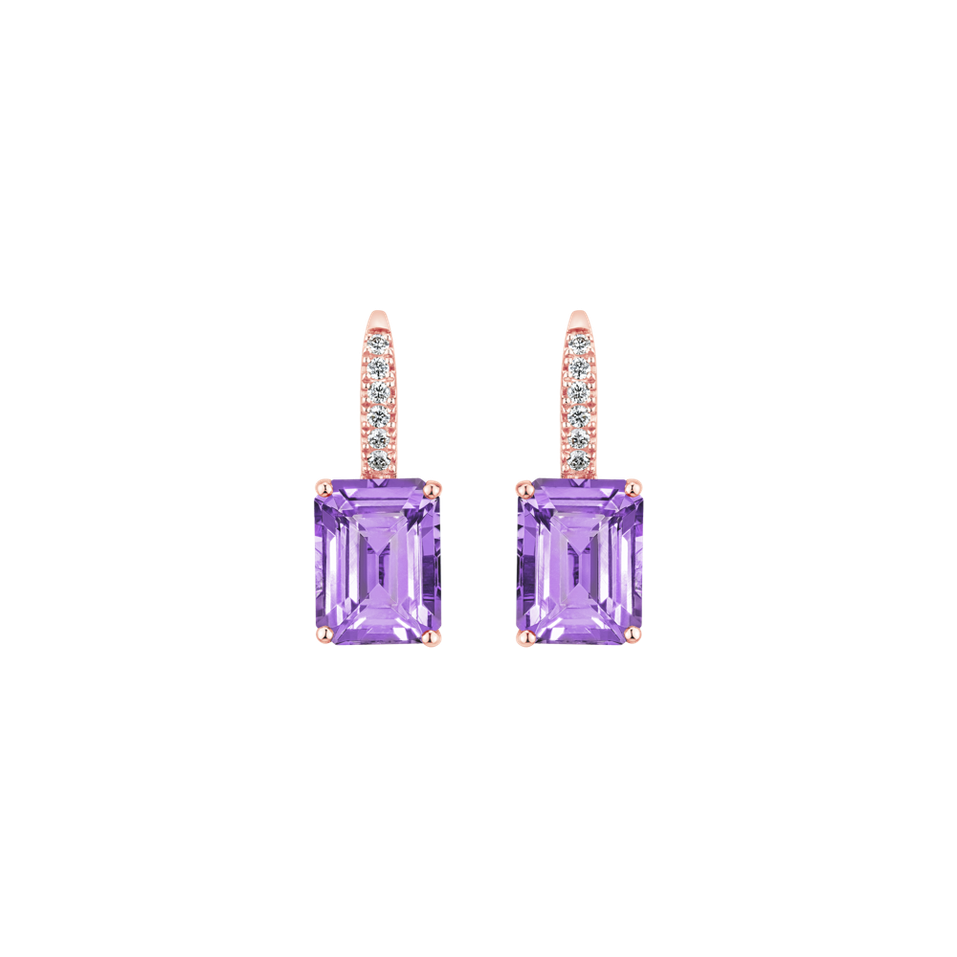 Diamond earrings with Amethyst Mireth