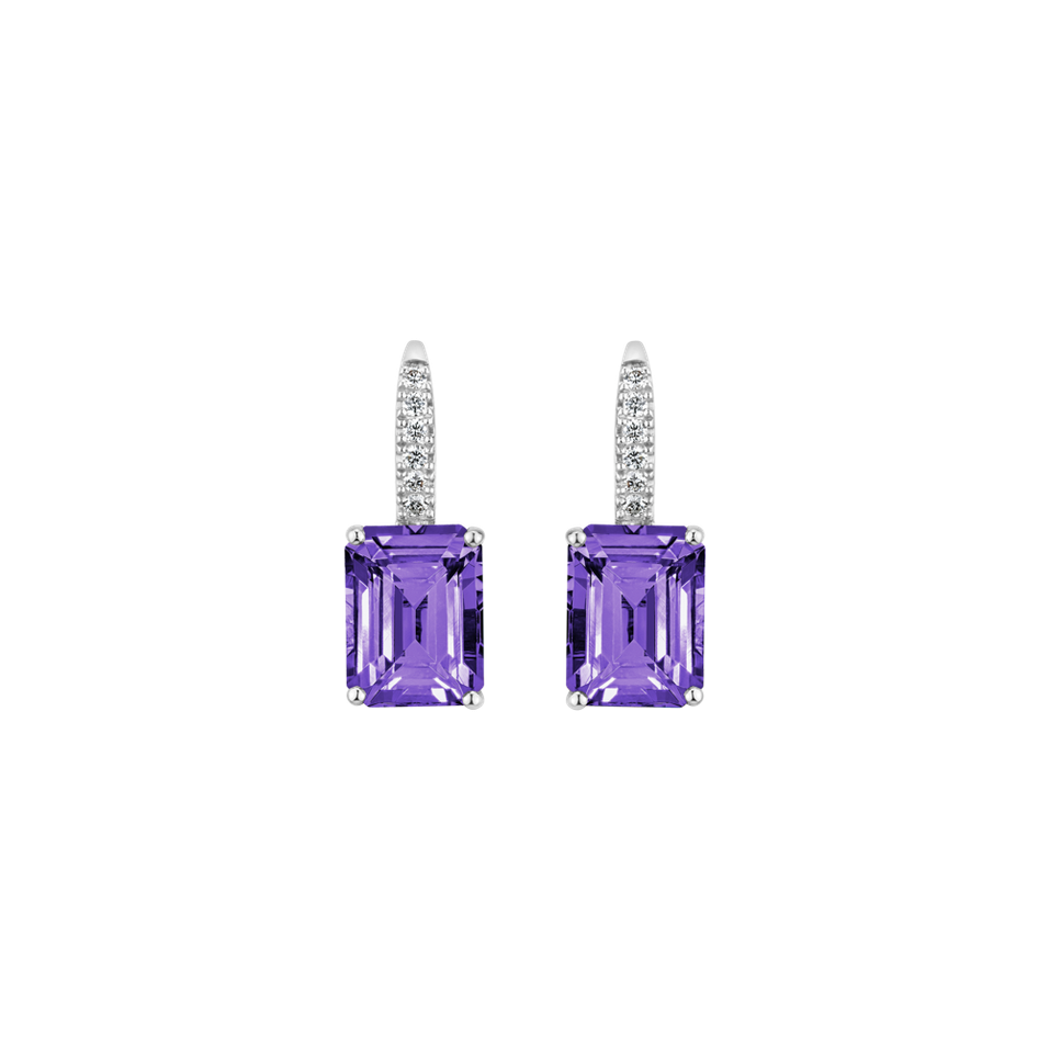 Diamond earrings with Amethyst Mireth