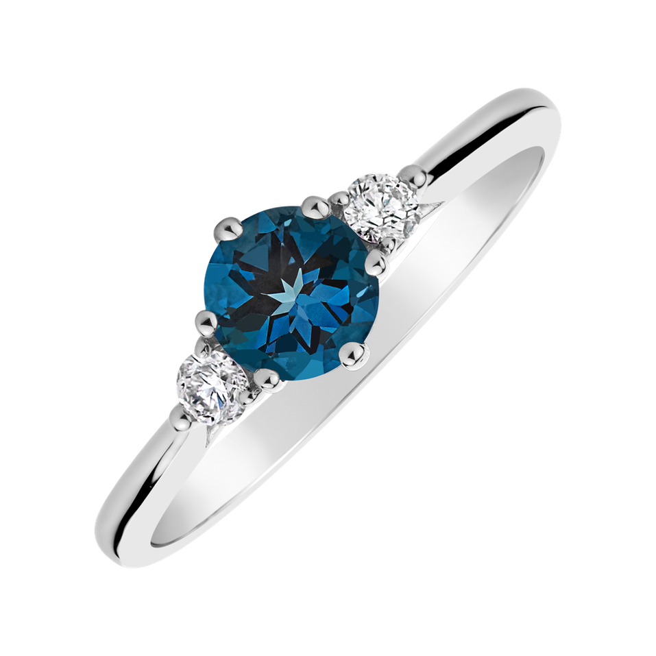 Diamond ring with Topaz Midnight Serenity